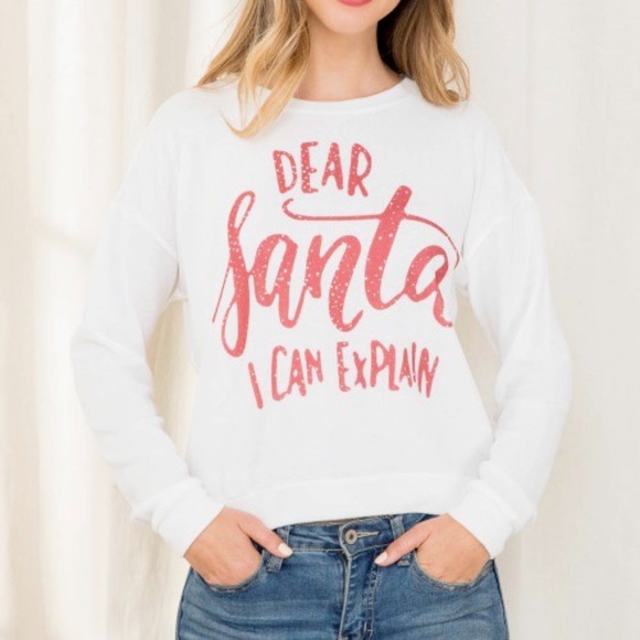 Wet Seal Dear Santa I Can Explain Long Sleeve T-shirt - Picture 1 of 9